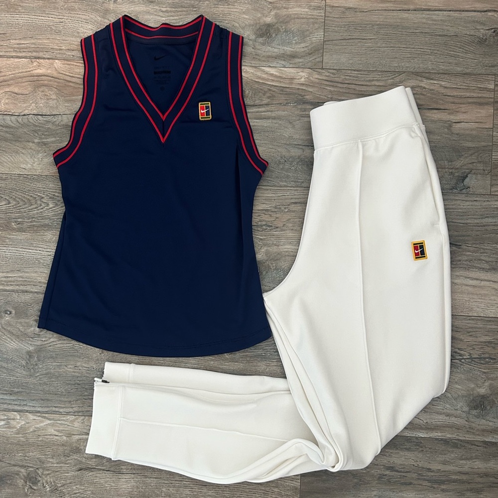 Nike white tennis pants and tank top outfit women’s size XS